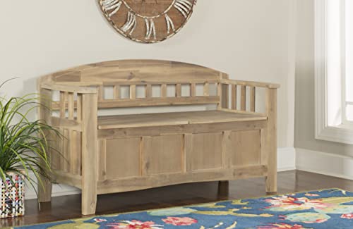Linon Natural Washed Storage Frankie Bench, Seat Height of 18"