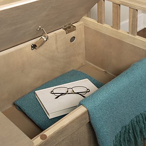 Linon Natural Washed Storage Frankie Bench, Seat Height of 18"
