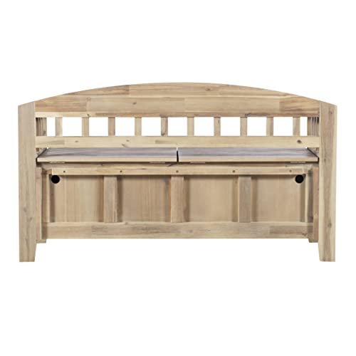 Linon Natural Washed Storage Frankie Bench, Seat Height of 18"