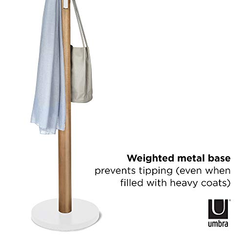 Umbra Flapper Coat Rack, Clothing Hanger, Umbrella Holder, and Hat Organizer, for Entryway, Natural