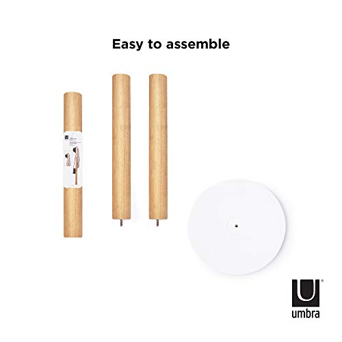 Umbra Flapper Coat Rack, Clothing Hanger, Umbrella Holder, and Hat Organizer, for Entryway, Natural