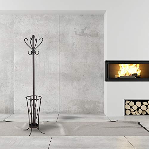 Leisure Space Metal Freestanding Coat Rack with Umbrella Stand and 8 Hooks (Antique Finish)
