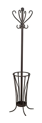 Leisure Space Metal Freestanding Coat Rack with Umbrella Stand and 8 Hooks (Antique Finish)