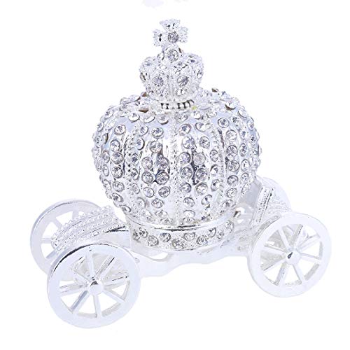 YU FENG Hand Painted Trinket Box Jewelry Holder with Elegant Crystals Collectible Figurine & Decorative Living Room Jewelry Holder (Crown Carriage