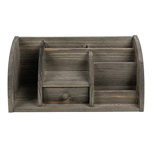Rustic Brown Wood Desk Organizer with Drawers