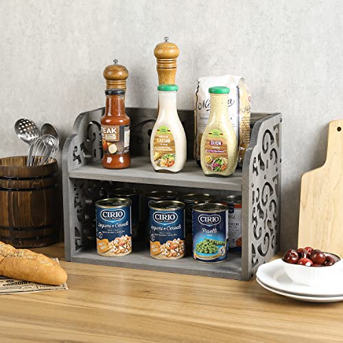 Vintage Gray Wood 2-Tier Desktop Bookshelf Organizer