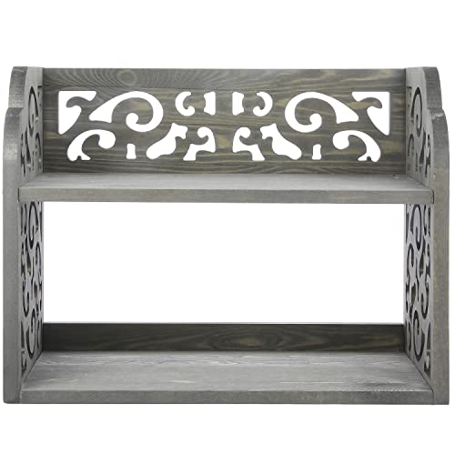 Vintage Gray Wood 2-Tier Desktop Bookshelf Organizer