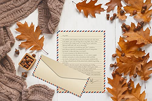 Vintage Airmail Stationery Paper Set, 100-Piece Set (50 Lined Sheets + 50 Matching Envelopes), Letter Size 8.5 x 11 inch, Double Sided & Lined Paper, by Better Office Products