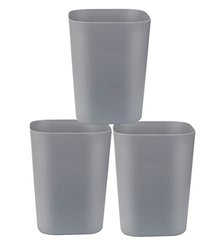 Besli 2 Gallon Small Trash Can Garbage Can Wastebasket for Bathroom Bedroom Kitchen Office,Pack of 3 (Gray)