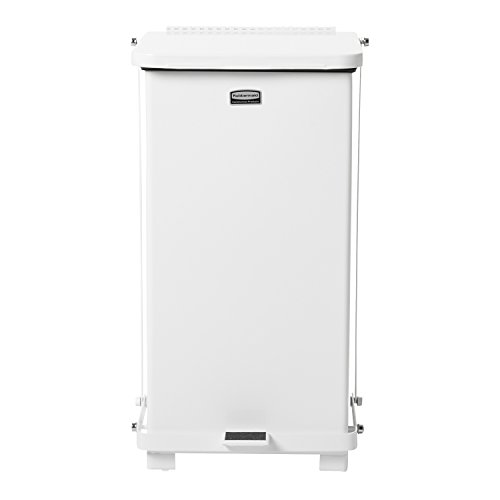 Rubbermaid Commercial Products Defenders Step-On Trash Can with Plastic Liner, 12-Gallon, White, Good with Infectious Waste in Doctors Office/Hospital/Medical/Healthcare Facilities