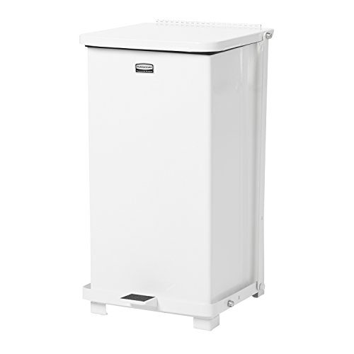 Rubbermaid Commercial Products Defenders Step-On Trash Can with Plastic Liner, 12-Gallon, White, Good with Infectious Waste in Doctors Office/Hospital/Medical/Healthcare Facilities