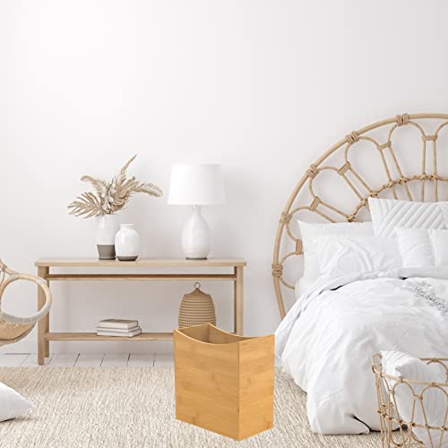 TOPZEA Bamboo Waste Basket, Rectangular Narrow Trash Can Wastebasket Waste Bin Garbage Can for Bathroom, Bedroom, Office and Home, 10.5" x 5.75" x 10"