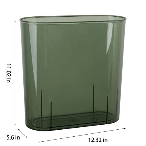 Anyoifax Small Trash Can Slim Garbage Can 3 Gallon Waste Basket Trash Bin Container for Bathroom, Bedroom, Living Room, Kitchen, Under Desk, Office, Colleg Dorm - Green