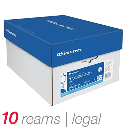 Office Depot Extra Bright Copy Paper, 8 1/2in. x 14in. Legal, 20 Lb., 90 Brightness, Case Of 10 Reams
