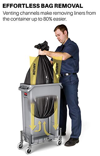 Rubbermaid Commercial Products Slim Jim Plastic Rectangular Trash/Garbage Can With Venting Channels, for Kitchen, Office, Workspace, 23 Gallon, Black - FG354060BLA
