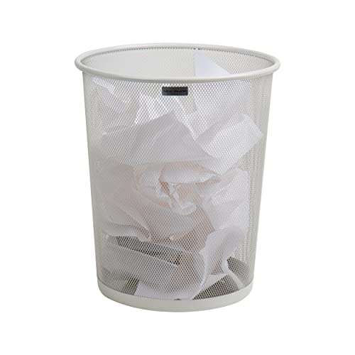 Mind Reader Network Collection, Waste Paper Basket, 4.5 Gallon Capacity, Reinforced Solid Rim and Base, Metal Mesh, White