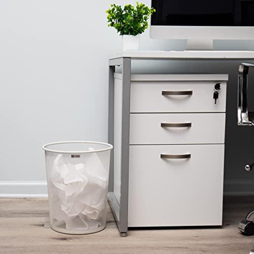 Mind Reader Network Collection, Waste Paper Basket, 4.5 Gallon Capacity, Reinforced Solid Rim and Base, Metal Mesh, White