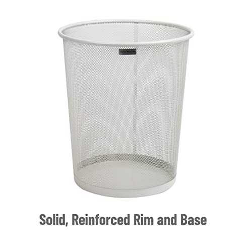 Mind Reader Network Collection, Waste Paper Basket, 4.5 Gallon Capacity, Reinforced Solid Rim and Base, Metal Mesh, White