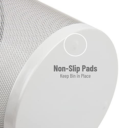 Mind Reader Network Collection, Waste Paper Basket, 4.5 Gallon Capacity, Reinforced Solid Rim and Base, Metal Mesh, White