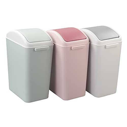 Kekow 4.5 Gallon Small Plastic Trash Can, Swing Lid Waste Can, Blue