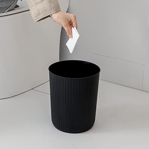JiatuA Small Trash Can Plastic Wastebasket 1.5 Gallon Round Garbage Container Bin for Bathroom, Kitchen, Home Office, Dorm, Kids Room, Black