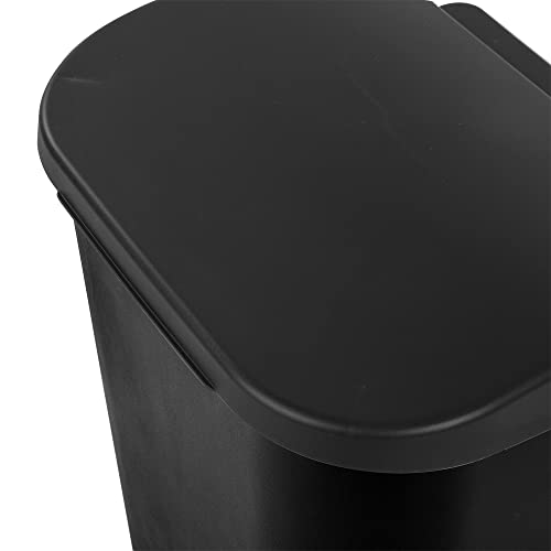 Sterilite 11.3 Gallon D Shape Flat Side Lift Top Lid Wastebasket Trash Cans for Kitchen, Home Office, Garage, or Workspace, Black (24 Pack)