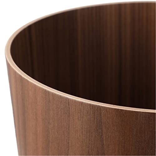BISOZER Wood Trash Can, Round Stackable Wastebasket, Natural Wood Garbage Recycling Bin for Bathrooms, Powder Rooms, Kitchens, Home Offices (B-Dark Wood)
