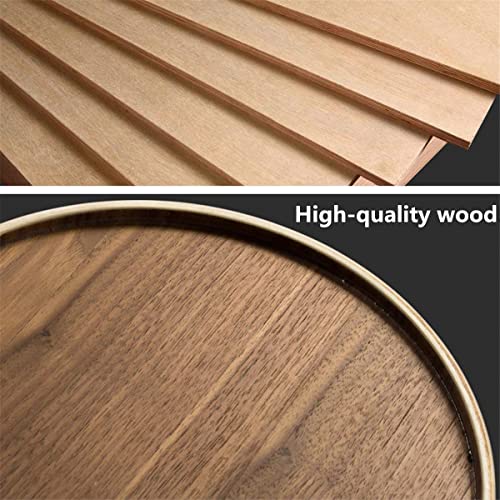 BISOZER Wood Trash Can, Round Stackable Wastebasket, Natural Wood Garbage Recycling Bin for Bathrooms, Powder Rooms, Kitchens, Home Offices (B-Dark Wood)