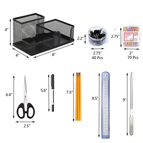 Ashfield 30-piece Office Supplies Kit with Desk Organizer,Office supplies set, Office stationery kit, Desk Accessories Set with Stapler, ruler,Sharpener, Scissors , 230x130x160mm