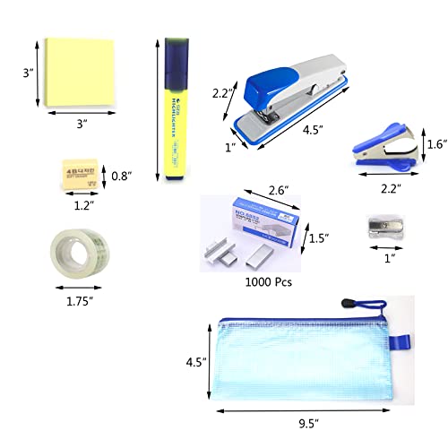 Ashfield 30-piece Office Supplies Kit with Desk Organizer,Office supplies set, Office stationery kit, Desk Accessories Set with Stapler, ruler,Sharpener, Scissors , 230x130x160mm