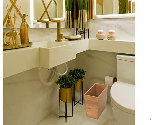 Bamboo Waste Basket | Waste Basket for Bathroom | Waste Basket for Office | Great Office Trash Cans for Near Desk | Bathroom Trash Can | Bedroom Trash Can | Trash Can Small Wastebasket Bamboo Decor (1, 10,6" x 5.75" x 10")