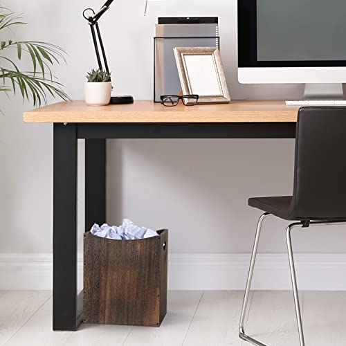 Wood Trash Can 5.3 Gallon Office Wastebasket Farmhouse Rectangular Garbage Can with Built-in Handles Small Trash Can for Bedroom Office Kitchen Bathroom Under Desk Large Storage