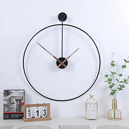 MODIRNATION 'The Ring' Oversized Modern Nordic Wall Clock, Minimalistic and Stylish, Simplistic Luxury Metal Design, Silent Quartz Mechanism, Home Decor for Home/Office (Black)