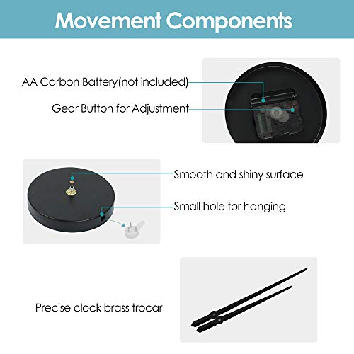 FERRISA Frameless DIY Wall Clock, 3 in 1 Large 3D Frameless Wall Clock 47 Inch, 3D DIY Wall Clock for Living Room Bedroom Office Decor Wall Decor(Black Silver)
