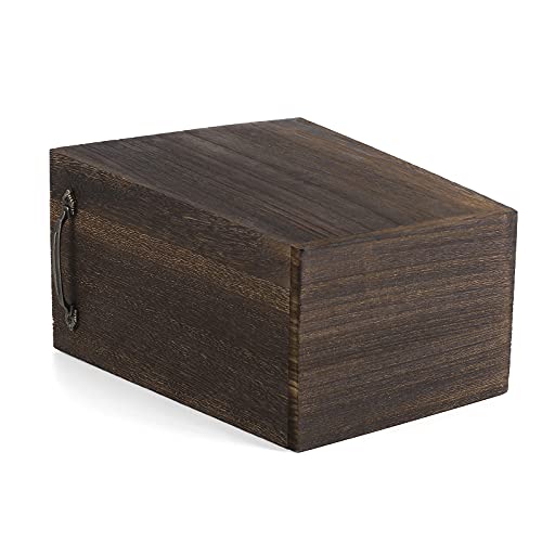 MOOACE Small Trash Can Wastebasket, Rustic Wood Garbage Container Bin with Handle for Bedroom, Living Room, Office, Home, Kitchen, Bathroom