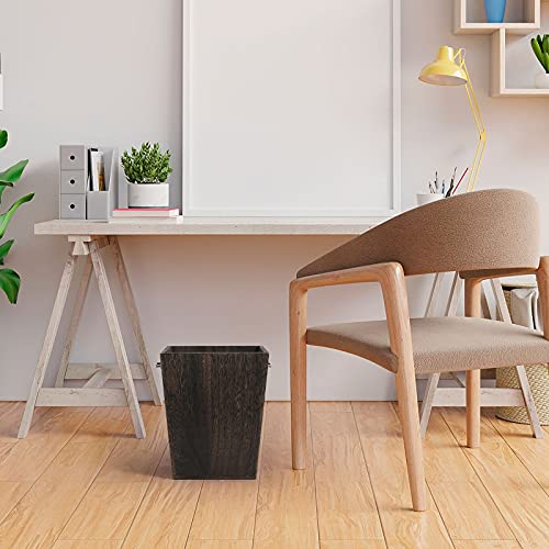 MOOACE Small Trash Can Wastebasket, Rustic Wood Garbage Container Bin with Handle for Bedroom, Living Room, Office, Home, Kitchen, Bathroom
