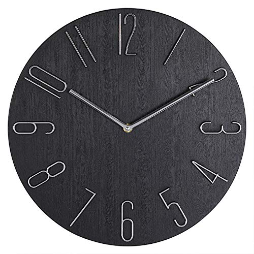 CLWJKH 12 Inch Wall Clock Silent Non Ticking - Quality Quartz Battery Operated Round Easy to Read Modern Simple Style Decor Clock for Home/Bedroom/Kitchen/Living Room/Office/School