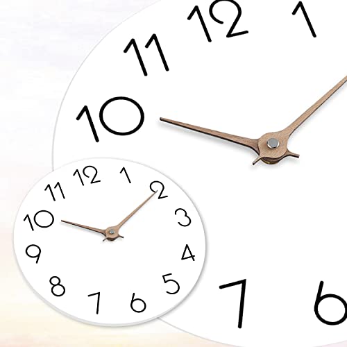 cicininc Wall Clock 10 Inch - Modern Wall Clocks Battery Operated, Silent Non-Ticking, Simple Wooden Decorative Clock for Bathroom, Office, Bedroom, Home, Kitchen, Living Room(White)