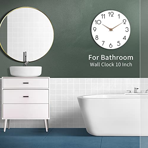 cicininc Wall Clock 10 Inch - Modern Wall Clocks Battery Operated, Silent Non-Ticking, Simple Wooden Decorative Clock for Bathroom, Office, Bedroom, Home, Kitchen, Living Room(White)