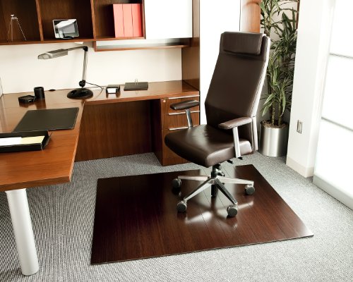 Anji Mountain Deluxe Bamboo Roll-Up Chairmat, 60 x 48-Inch, 8mm Thick, Dark Cherry