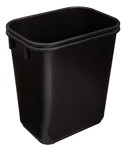 AmazonCommercial 3 Gallon Rectangular Commercial Office Wastebasket, 2 Pack, Black