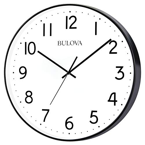 Bulova Office Mate Wall Clock, 16", Black and White