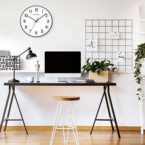 Bulova Office Mate Wall Clock, 16", Black and White