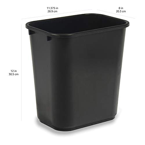AmazonCommercial 3 Gallon Rectangular Commercial Office Wastebasket, 2 Pack, Black