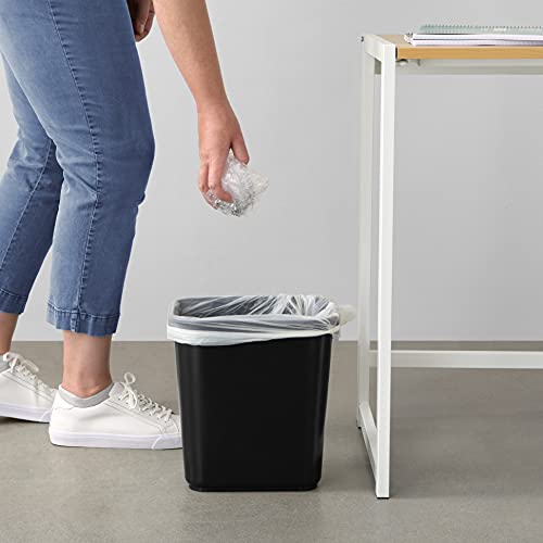 AmazonCommercial 3 Gallon Rectangular Commercial Office Wastebasket, 2 Pack, Black