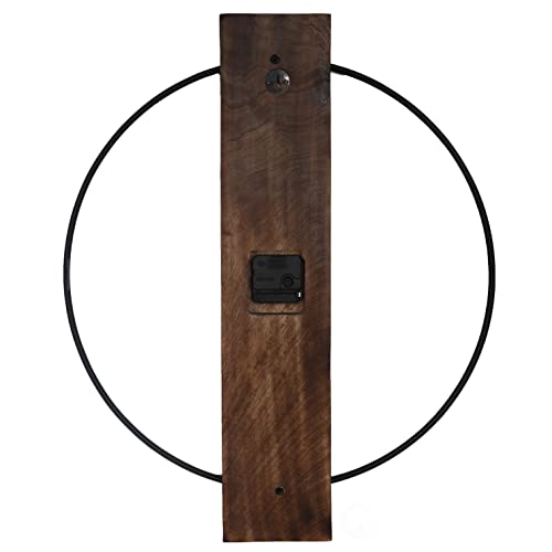 Clockswise Decorative Extra Large Modern Brown Wall Clock with Black Metal Frame on Rectangular Wood Board, Battery Operated Silent. 20'' D?a, for Dining Living Kitchen Bedroom Office Restaurant bar