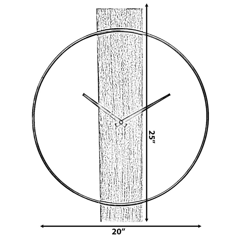 Clockswise Decorative Extra Large Modern Brown Wall Clock with Black Metal Frame on Rectangular Wood Board, Battery Operated Silent. 20'' D?a, for Dining Living Kitchen Bedroom Office Restaurant bar