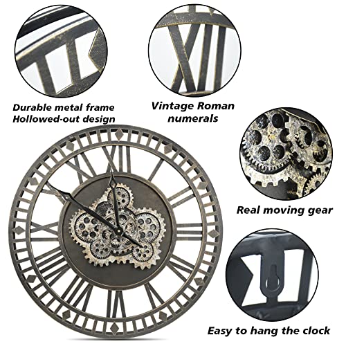 Large Industrial Steampunk Wall Clock - 24 Inch