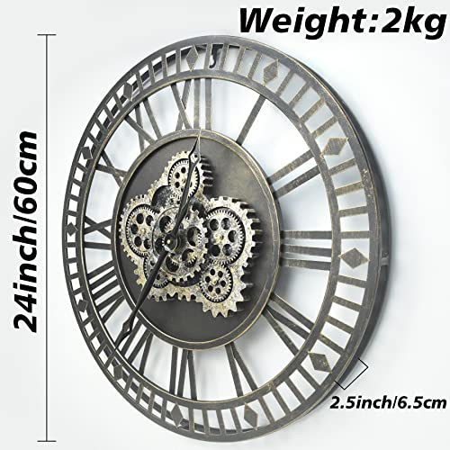 Large Industrial Steampunk Wall Clock - 24 Inch