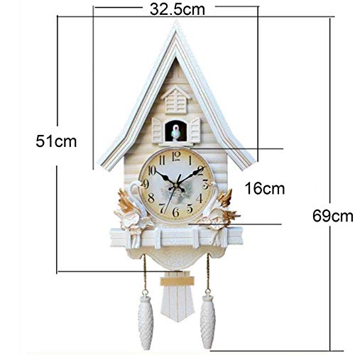 Modern Wall Clock with Cuckoo Function, Beige